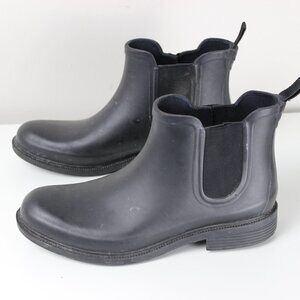 Madewell Black Rubber Waterproof Wellies Chelsea Rain Boots Women's Size 10